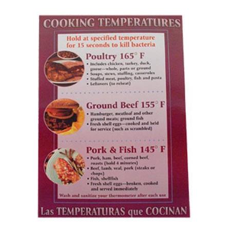 COMMERCIAL Cooking Temperature Food Safety Poster 38571